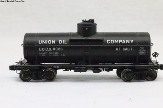 LL-8023 - 8,000 Gallon Type 21 Riveted Tank Car - Union Oil - UOCX 8023 - Resistor & Metal Wheels - HO Scale - Preowned