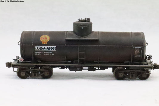LL-1508 - 8,000 Gallon Type 21 Riveted Tank Car - Shell Oil - SCCX 1508 - Resistor & Metal Wheels - HO Scale - Preowned