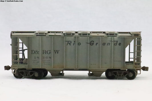 BOW-55615 - ACF 70 Ton 2 Bay Covered Hopper - Denver & Rio Grande Western - D&RGW 18368 - Weathered - Resister & Metal Wheels - HO Scale - Preowned