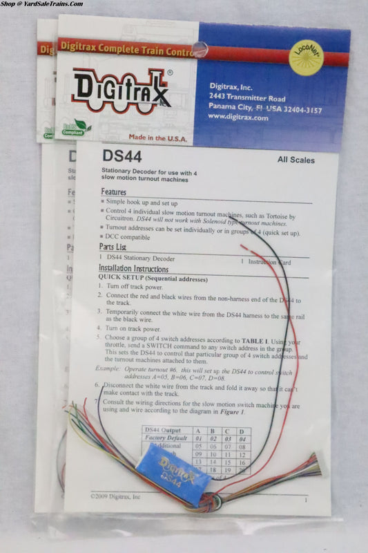 DIG-DS44 - Stationary Decoder for use with 4 Slow Motion Turnout Machines - Preowned - Unopened
