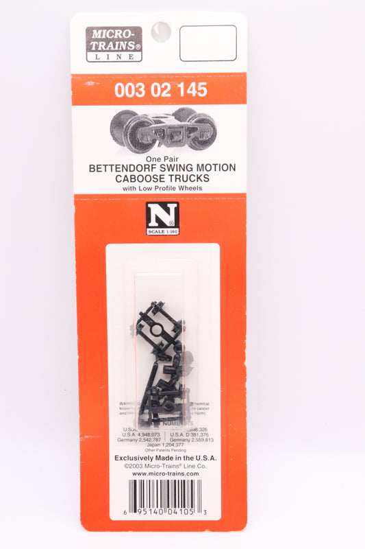 MTL-003 02 145 - Bettendorf Swing Motion Caboose Trucks w/Low Profile Wheels - One Pair