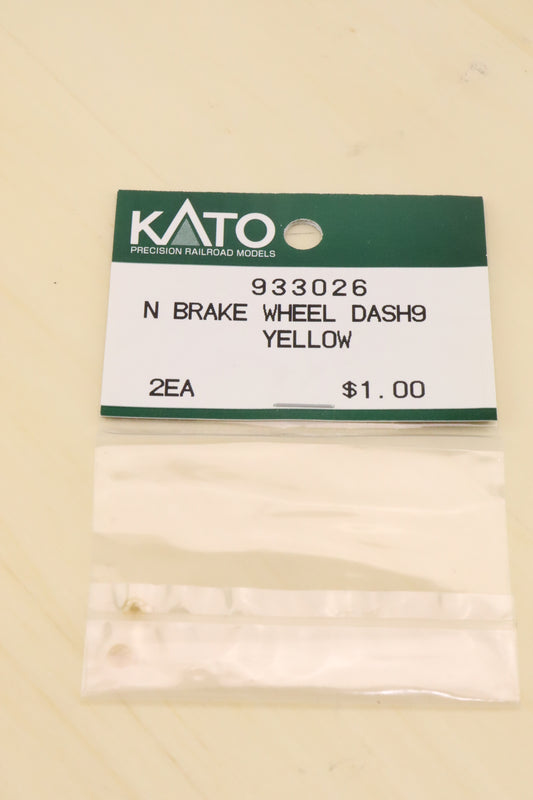 KAT-933026 - Eight Spoke Brake Wheel, Dash9, Yellow - N-Scale - Qty-1