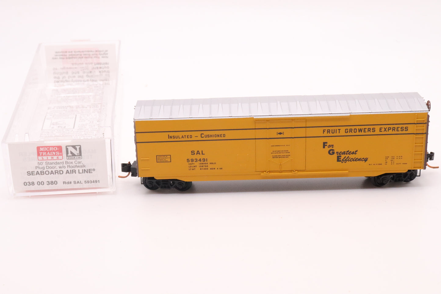 MTL-038 00 380 - 50' Standard Box Car, Plug Door, w/o Roofwalk - Seaboard Air Line - SAL #593491