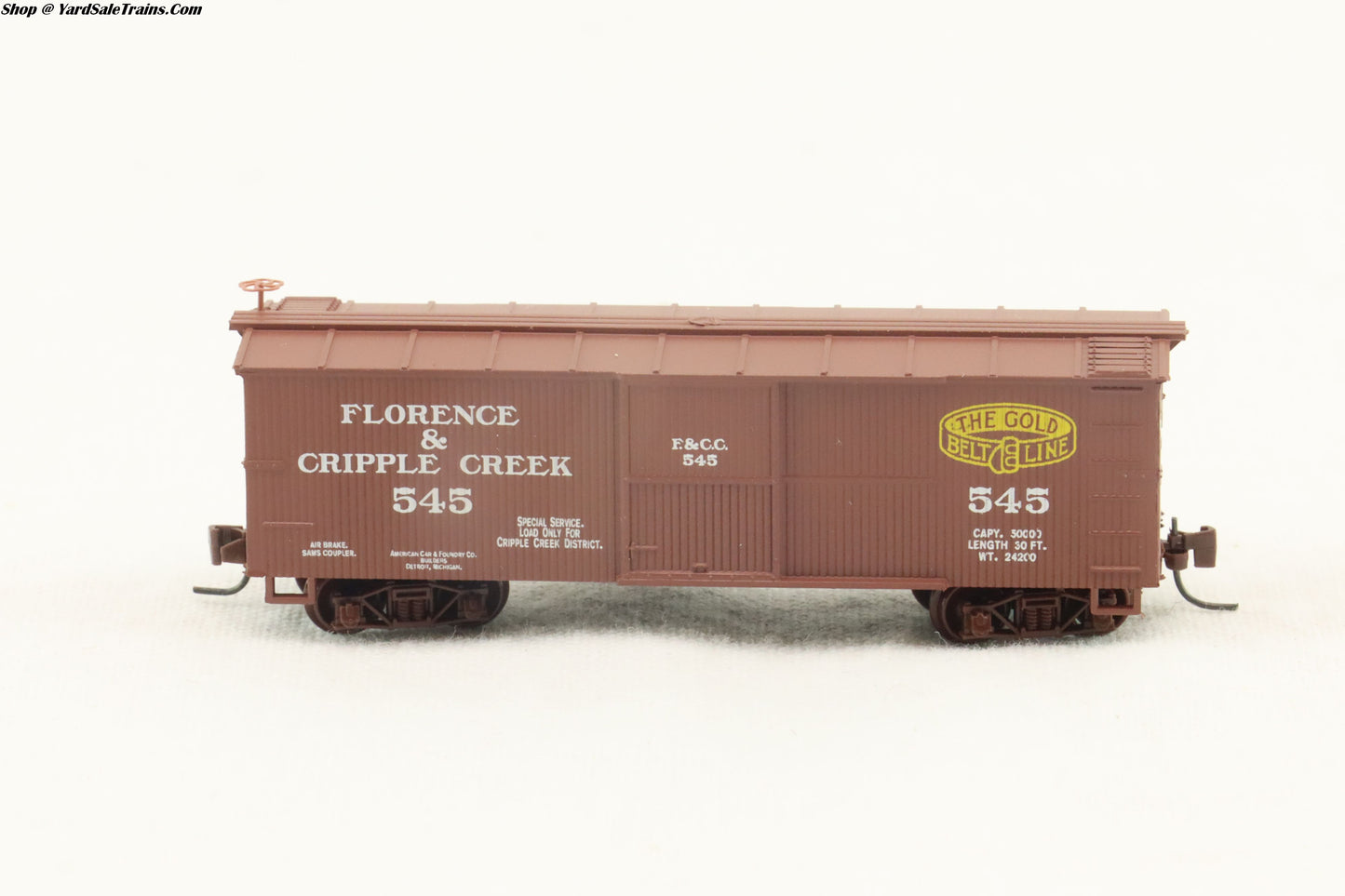 MTL - 800 00 040 - Box Car w/Single Door - Florence & Cripple Creek - RD#545 - Nn3 Scale - Preowned