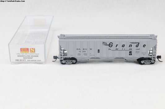 MTL-096 00 071 - 3-Bay High Side Covered Hopper - Denver & Rio Grande Western - D&RGW #15355 - N-Scale - Preowned