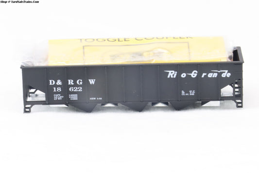 RND-8605 - 3-Bay Rib Sided Hopper Car Kit - Rio Grande - D&RGW #18622 - N-Scale - Preowned