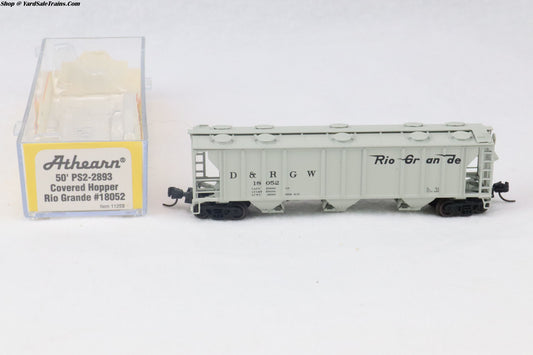 ATH-11259 - 50' PS2 2893 Covered Hopper - Rio Grande - D&RGW #18052 - N-Scale - Preowned