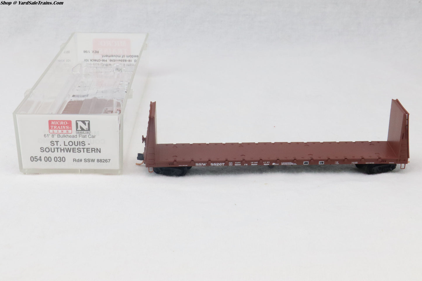 MTL-054 00 030 - 61' 8" Bulkhead Flat Car - St. Louis Southwestern - SSW #88267 - N-Scale - Preowned