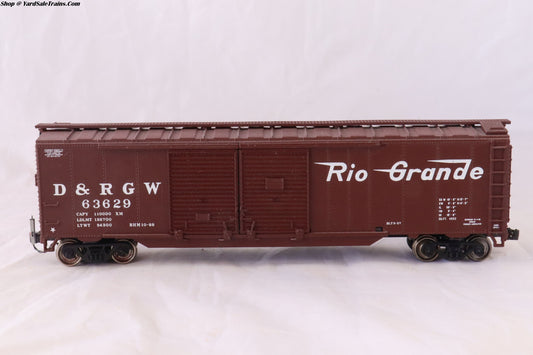 RR-292-1 - Rail Runner Custom Cars - 50' Double Door Boxcar - Rio Grande - D&RGW #63629 - Built, Metal Wheels, Resistored, EOT - HO-Scale - Preowned