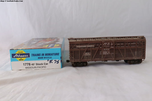 ATH-1778 - 40' Stock Car - Missouri Pacific - MP #52427 - Weathered - Built, Metal Wheels, Resistored - HO-Scale - Preowned