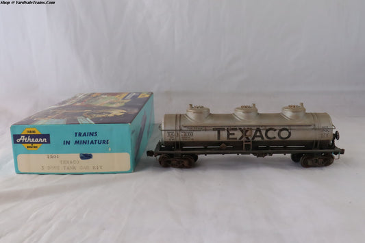 ATH-1501 - Three Dome Tank Car - Texaco - TCX #270 - Weathered - Built, Metal Wheels, Resistored - HO-Scale - Preowned
