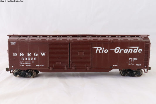 RR-292-1 - Rail Runner Custom Cars - 50' Double Door Boxcar - Rio Grande - D&RGW #63629 - Built, Metal Wheels, Resistored - HO-Scale - Preowned