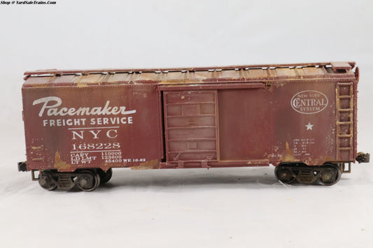 ATH-???? - 40' Box Car - New York Central (Pacemaker) - NYC #168228 - Weathered - Built, Metal Wheels, Resistored - HO-Scale - Preowned