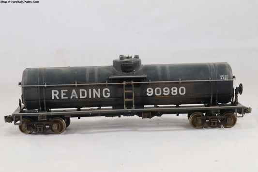 ATH-1581 - Single Dome Tank Car - Reading - RDG #90980 - Weathered - Built, Metal Wheels, Resistored - HO-Scale - Preowned
