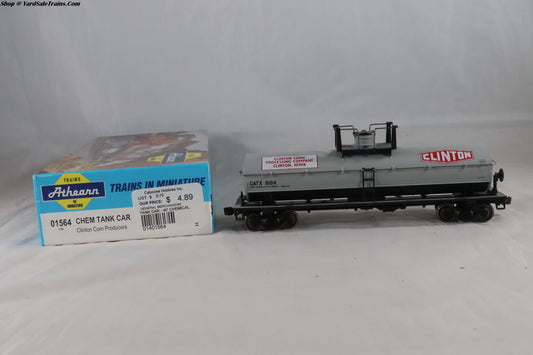 ATH-01564 - Chem Tank Car - Clinton Corn Products - GATX #8184 - Built, Metal Wheels, Resistored - HO-Scale - Preowned