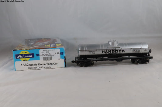 ATH-1582 - Single Dome Tank Car - Hancock Oil - HANX #114 - Built, Metal Wheels, Resistored - HO-Scale - Preowned