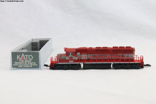 KAT-176-4814 - SD40-2 Early w/Dynamic Brakes - Wisconsin & Southern - W&S #4004 - Weathered - Customized - N-Scale - Preowned