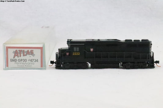ATL-4734 - EMD GP30 Locomotive - Pennsylvania - PRR #2222 - N-Scale - Preowned