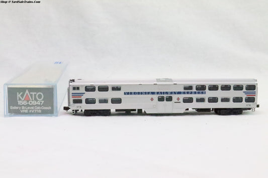 KAT-156-0947 - Gallery Bi-Level Cab-Coach - Virginnia Railway Express - VRE #V716 - N-Scale - Preowned