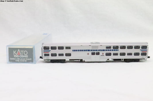 KAT-156-0946 - Gallery Bi-Level Coach - Virginnia Railway Express - VRE #V818 - N-Scale - Preowned