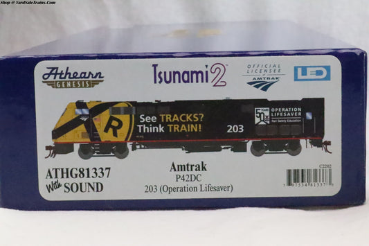ATH-ATHG81337 - P42DC - Amtrak (Operation Lifesaver) - Amtrak #203 - DCC & Sound - HO-Scale - Preowned