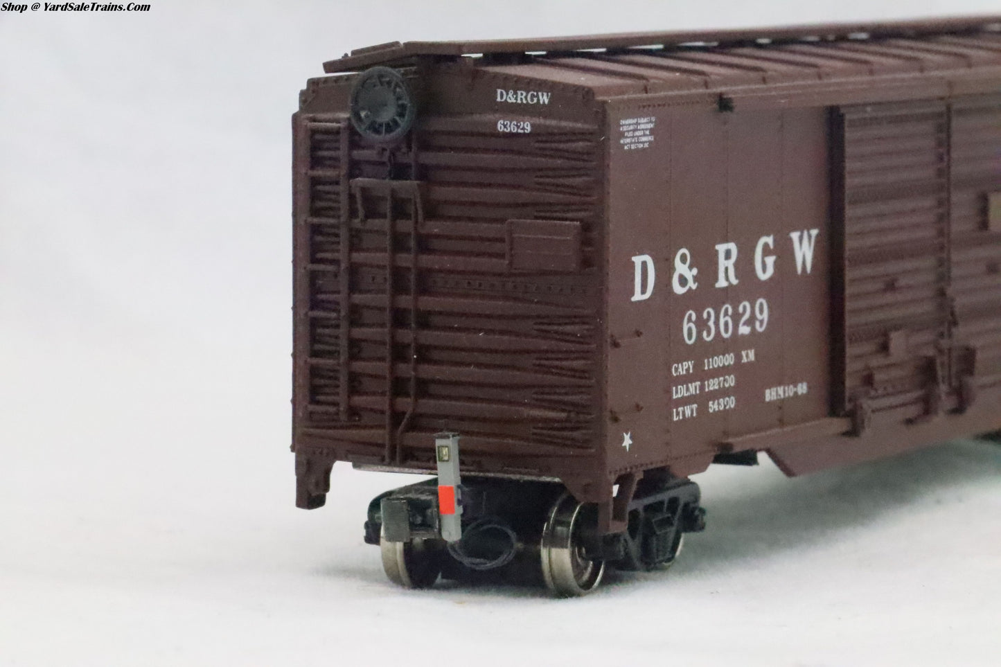 ATH-292-1 - 50' Double Door Boxcar EOT Light Rio Grande - D&RGW 63629 - Resistor & Metal Wheels - HO Scale - Preowned