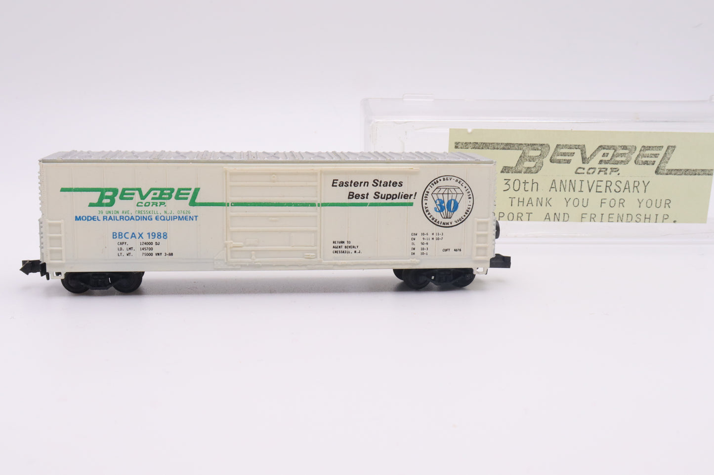 BEV-1988 - 50' Standard Boxcar - BevBel Corp 30th Anniversary Car - BBCAX-1988