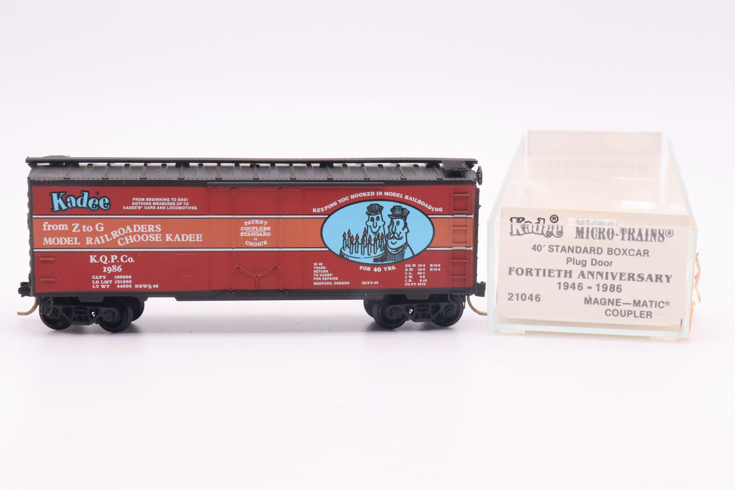 MTL-21046 - 40' Standard Boxcar Plug Door - Micro-Trains Kadee 40th Anniversary Car - KQPC-1986 - N Scale - Preowned