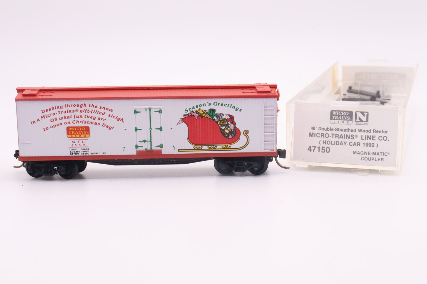MTL-47150 - 40' Double-Sheathed Wood Reefer - Micro-Trains Holiday Car 1992 - MTL-1992