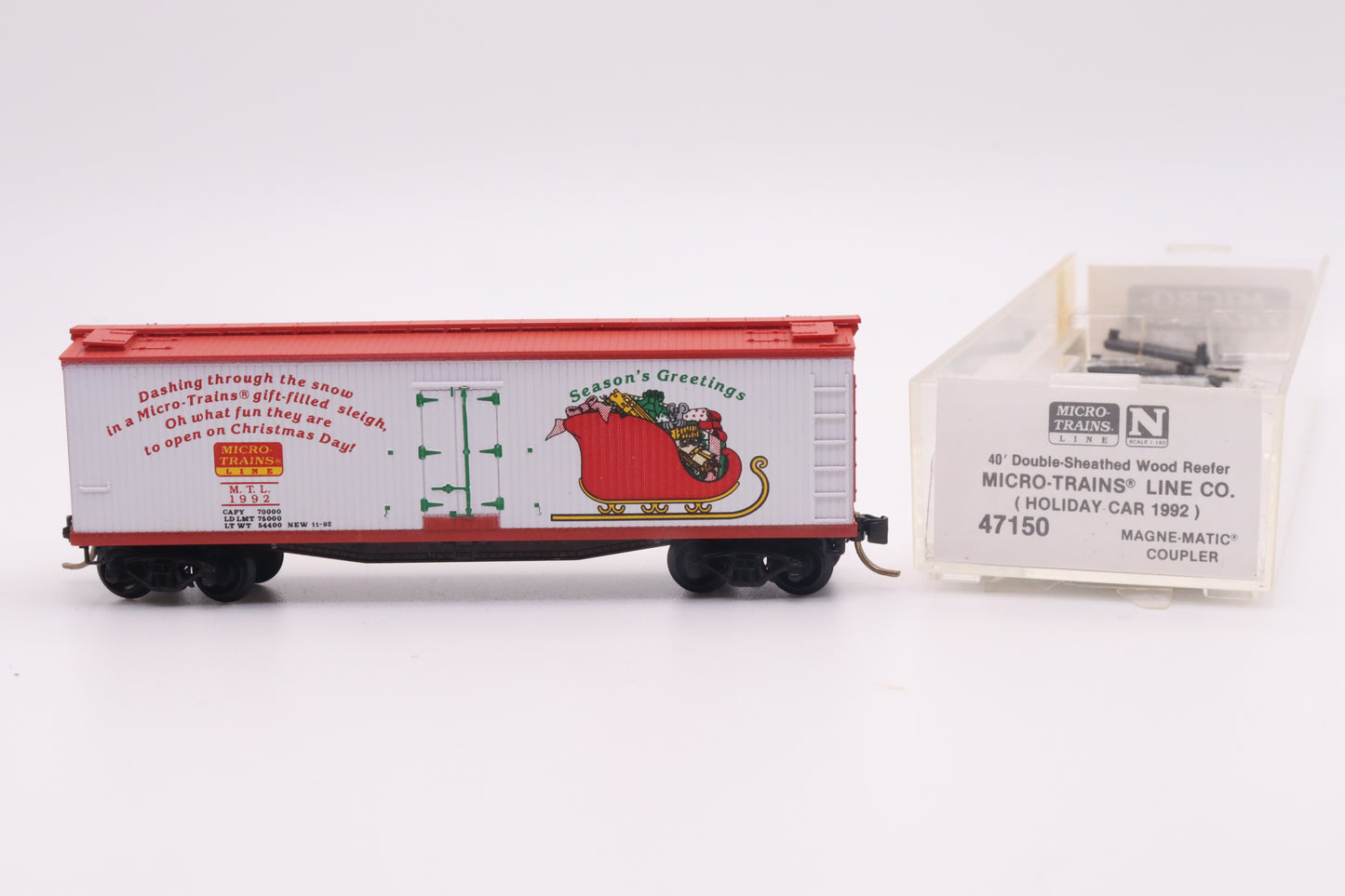 MTL-47150 - 40' Double-Sheathed Wood Reefer - Micro-Trains Holiday Car 1992 - MTL-1992