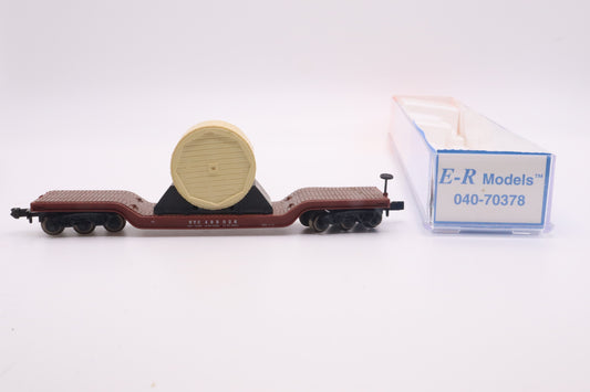E-R Models - 040-70378 - 6-Axle Depressed Flatcar w/Spool Load - New York Central - NYC-499026