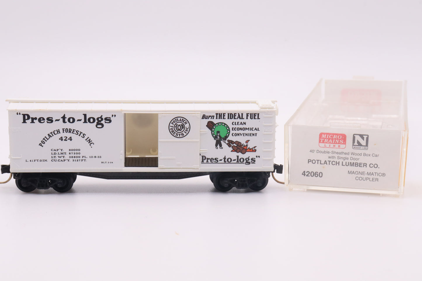 MTL-42060 - 40' Double-Sheathed Wood Boxcar, Single Door - Potlatch Forests Industries - PFI-424
