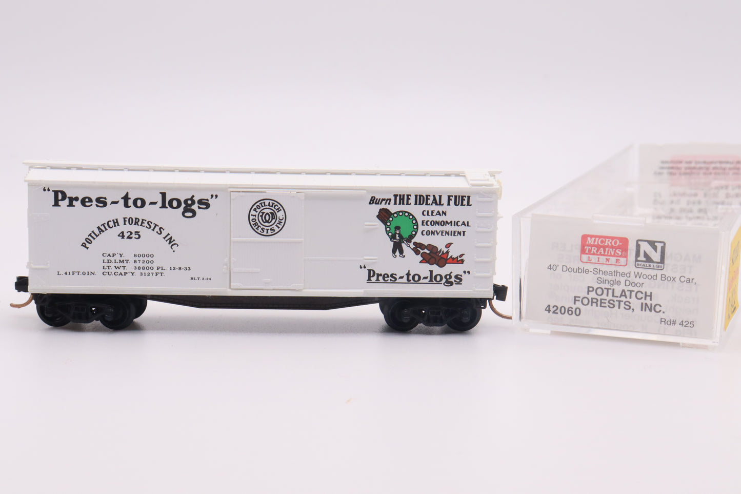 MTL-42060 - 40' Double-Sheathed Wood Boxcar, Single Door - Potlatch Forests Industries - PFI-425