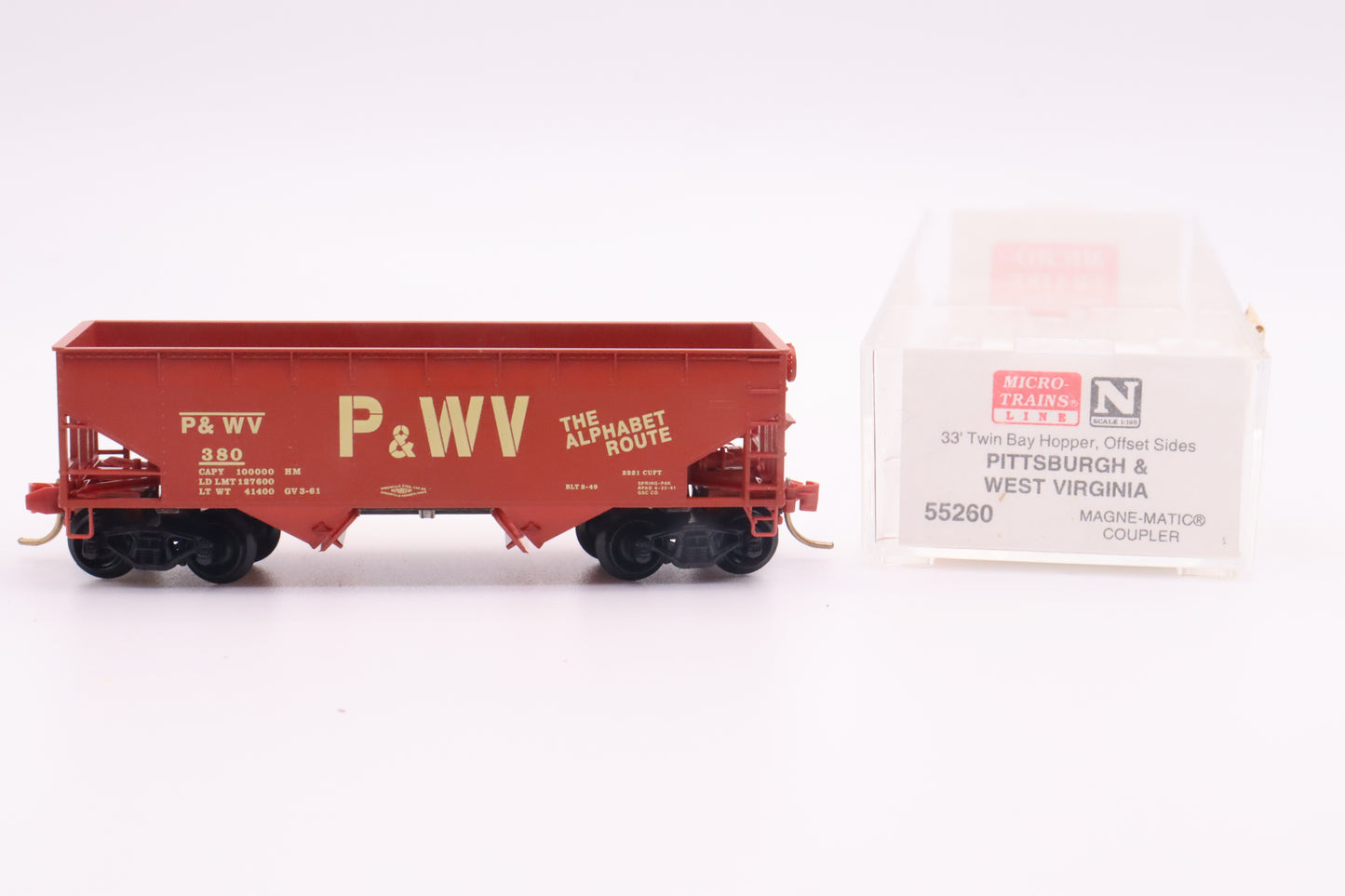 MTL-55260 - 33' Twin Bay Hopper, Offset Sides - Pittsburgh & West Virginia - P&WV-380
