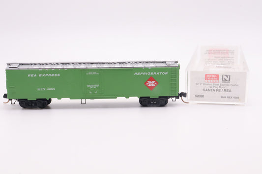 MTL-52030 - 52' 2" Riveted Steel Express Reefer w/Plug Door - Santa Fe / REA - REX-4083