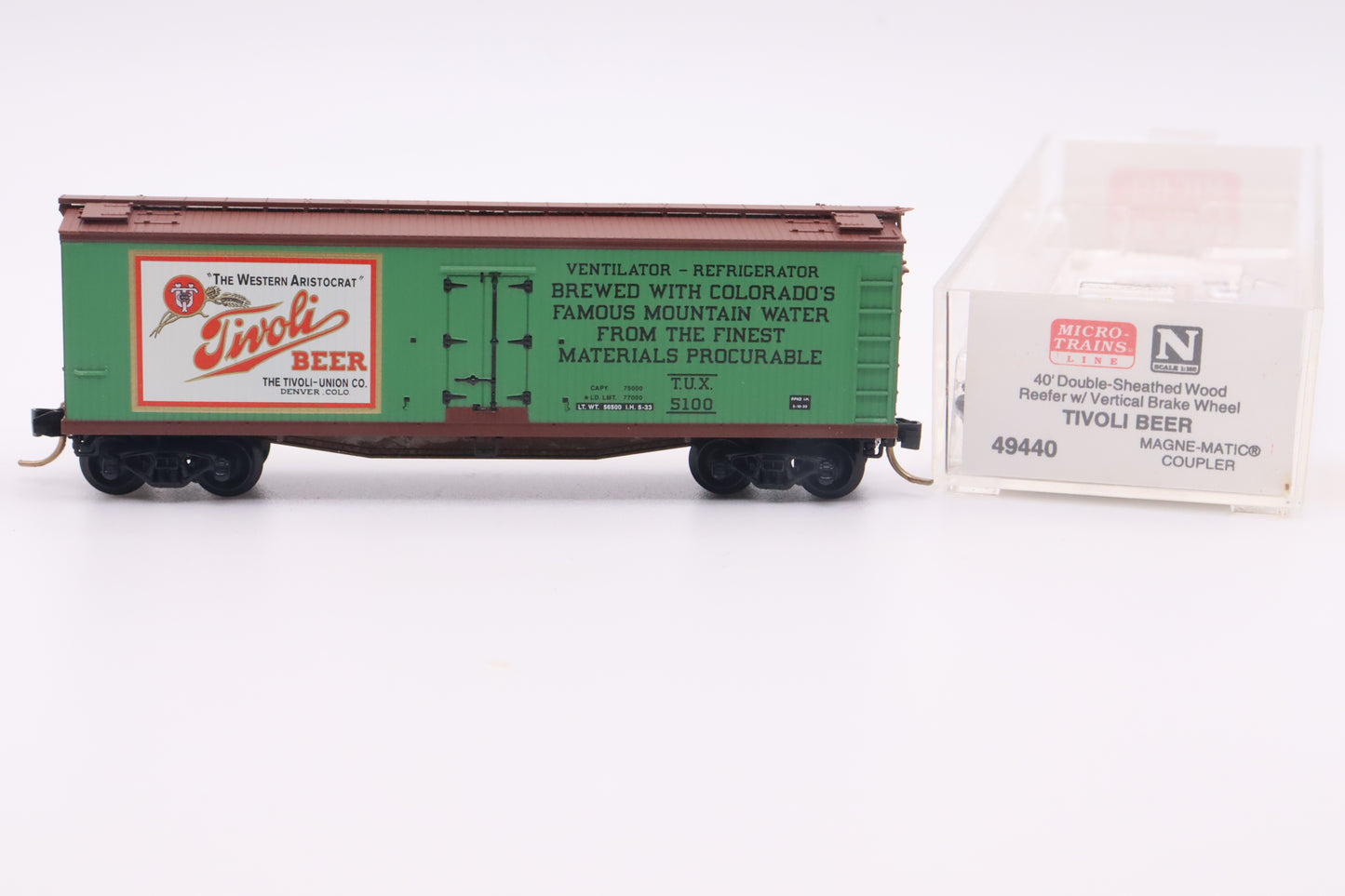 MTL-49440 - 40' Double-Sheathed Wood Reefer w/Vertical Brake Wheel - Tivoli Beer - TUX-5100