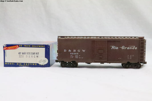 RND-3258 - 40' AAR Box Car Denver & Rio Grande Western - D&RGW 50263 - Weathered - HO Scale - Preowned