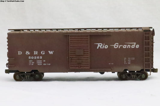 RND-3258 - 40' AAR Box Car Denver & Rio Grande Western - D&RGW 50263 - Weathered - HO Scale - Preowned
