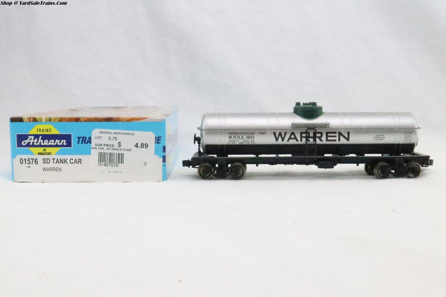 ATH-01576 - Single Dome Tank Car Warren - WRNX 4803 - HO Scale - Preowned