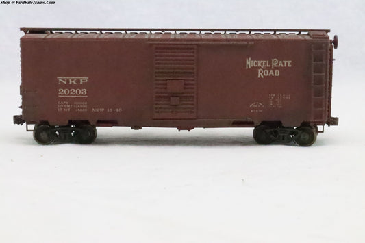 FR-4047 - 40' ACF Welded Side Boxcar - Nickel Plate Road - NKP 20203 - Weathered - Resistor & Metal Wheels - HO Scale - Preowned