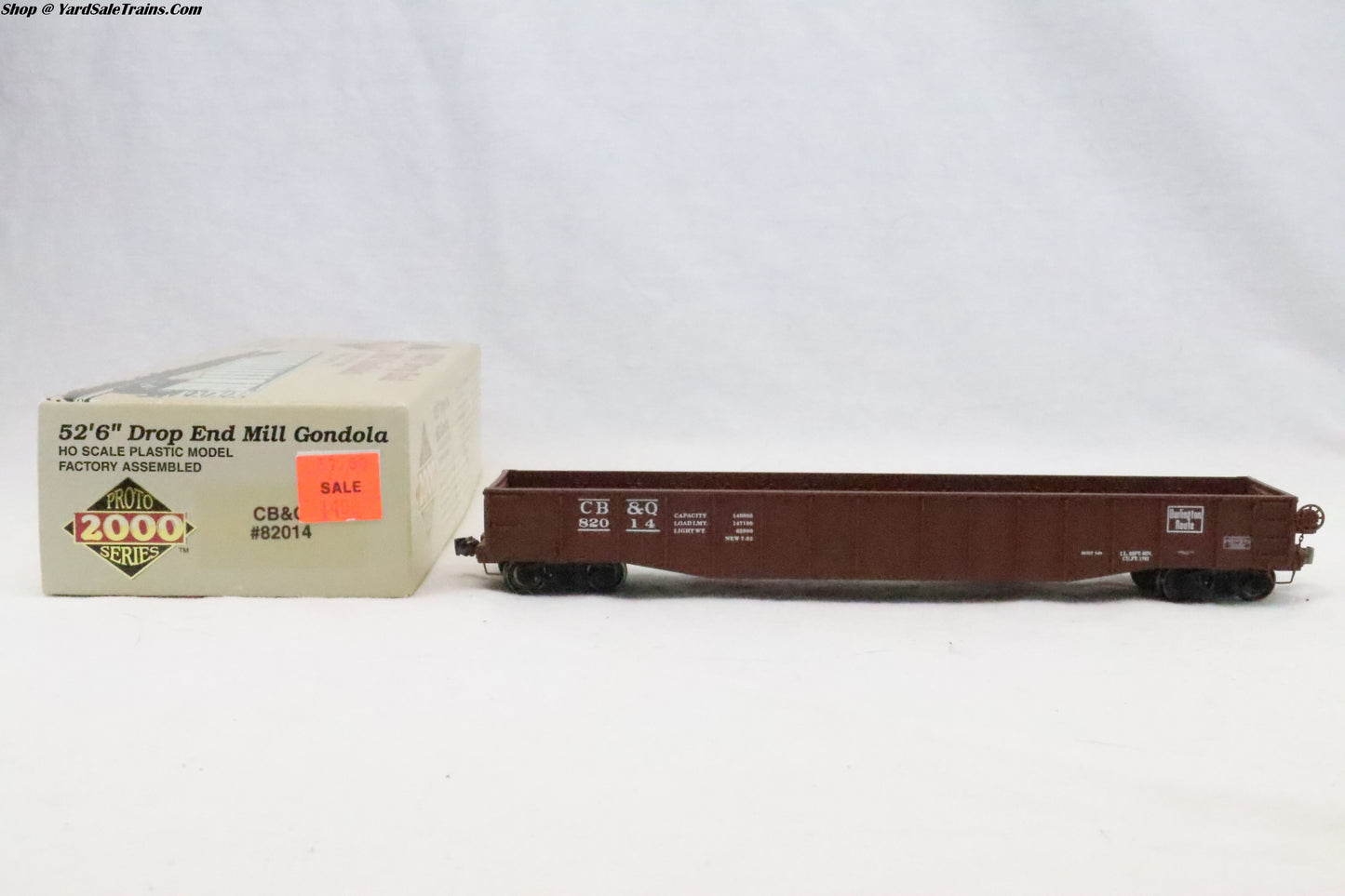 LL-82014 - 52'6" Drop End Mill Gondola - Burlington Route - CB&Q 82014 - Resistor & Metal Wheels - HO Scale - Preowned