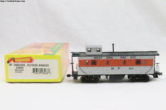 RND-03463 - 30' Outside Braced Caboose - Western Pacific - WP 523 - Resistor & Metal Wheels - HO Scale - Preowned