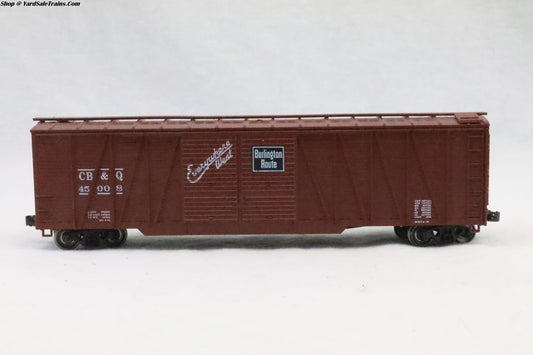 RND-02093 - 50' DWD Lumber End Boxcar - Burlington - CB&Q 45008- Resistor & Metal Wheels - HO Scale - Preowned