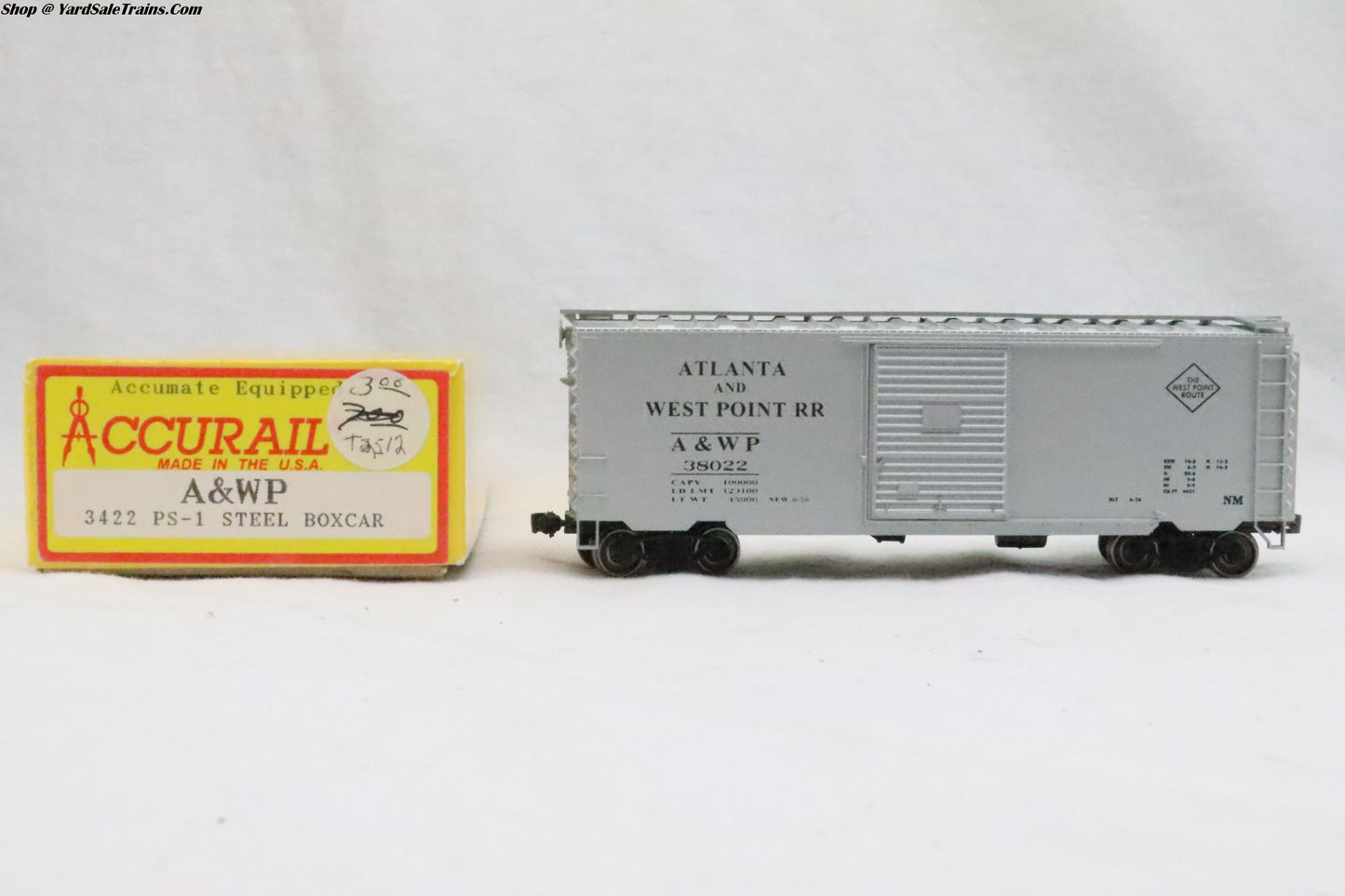ACR-3422 - 40' PS-1 Steel Box Car - Atlanta & West Point - A&WP 38022 - Resistor & Metal Wheels - HO Scale - Preowned