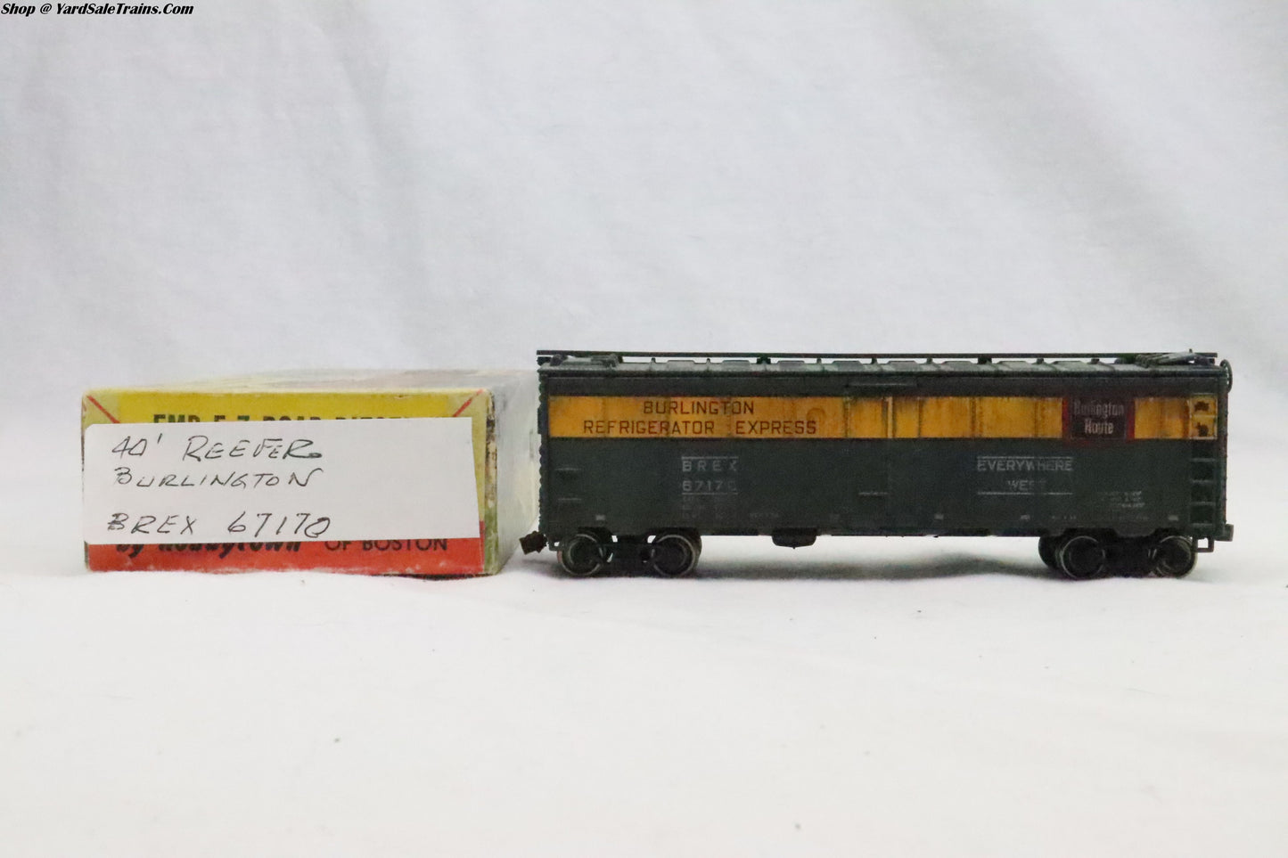 UNK-???? - 40' Reefer - Burlington - BREX 67170 - Weathered - Resister & Metal Wheels - HO Scale - Preowned