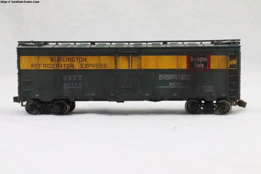 UNK-???? - 40' Reefer - Burlington - BREX 67170 - Weathered - Resister & Metal Wheels - HO Scale - Preowned
