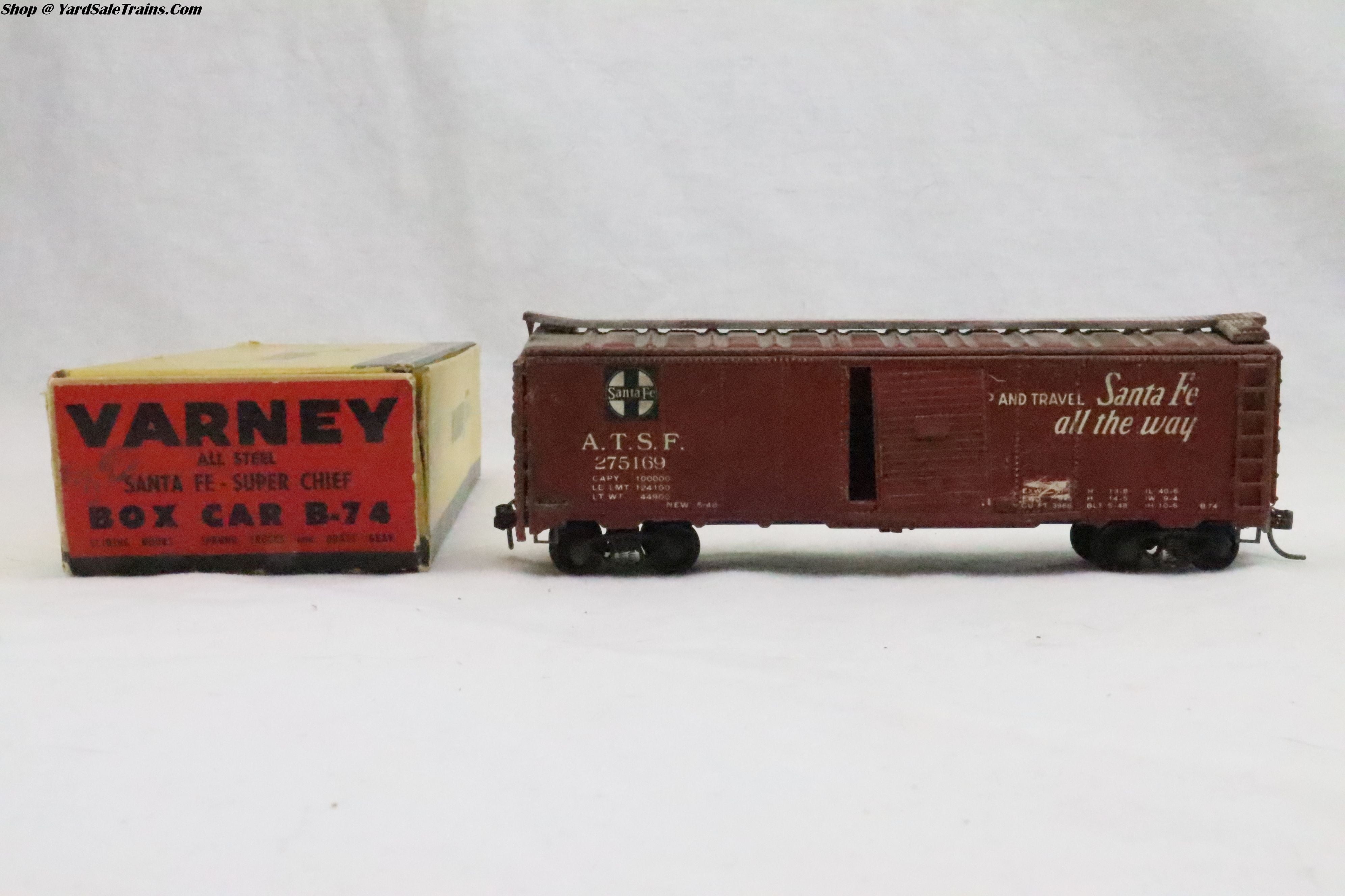 VAR-B-74 - B-74 Boxcar - Santa Fe - ATSF 275169 - Weathered - HO Scale ...