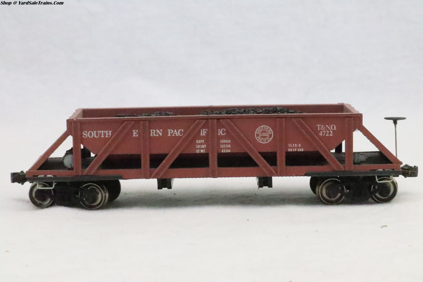 UNK-???? - Coal Hopper Car w/Load - Southern Pacific - T&NO 4722 - Weathered - Resistor & Metal Wheels - HO Scale - Preowned