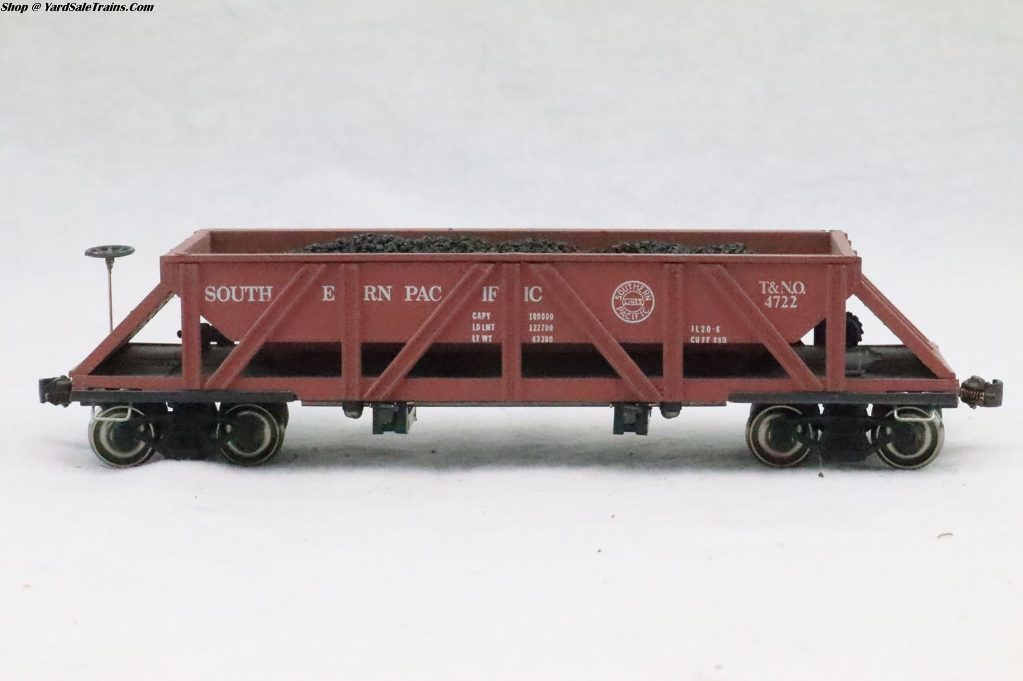 UNK-???? - Coal Hopper Car w/Load - Southern Pacific - T&NO 4722 - Weathered - Resistor & Metal Wheels - HO Scale - Preowned