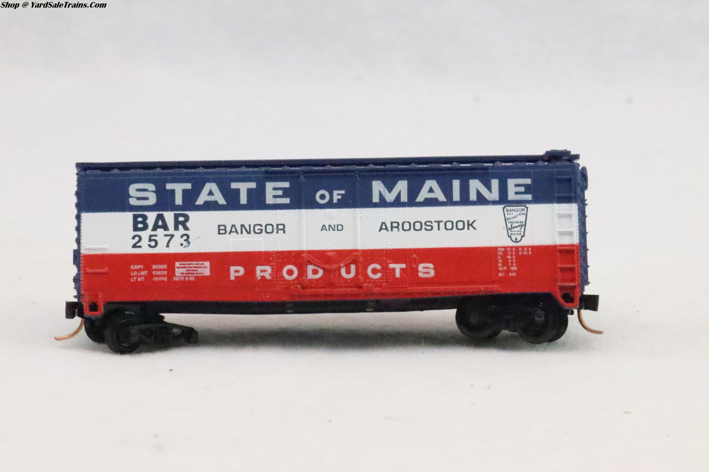 UNK-????? - 50' Box Car - Bangor & Aroostook (State of Maine) - BAR 2573 - Preowned - N Scale